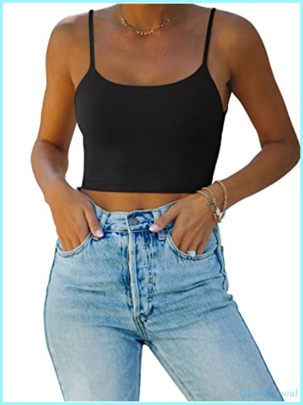Spaghetti Strap Seamless Double Lined Crop Tank Top Yoga Camisole